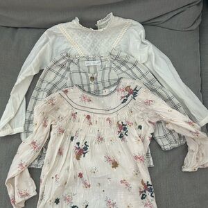 Zara White and Blue Blouses Elegant Collection